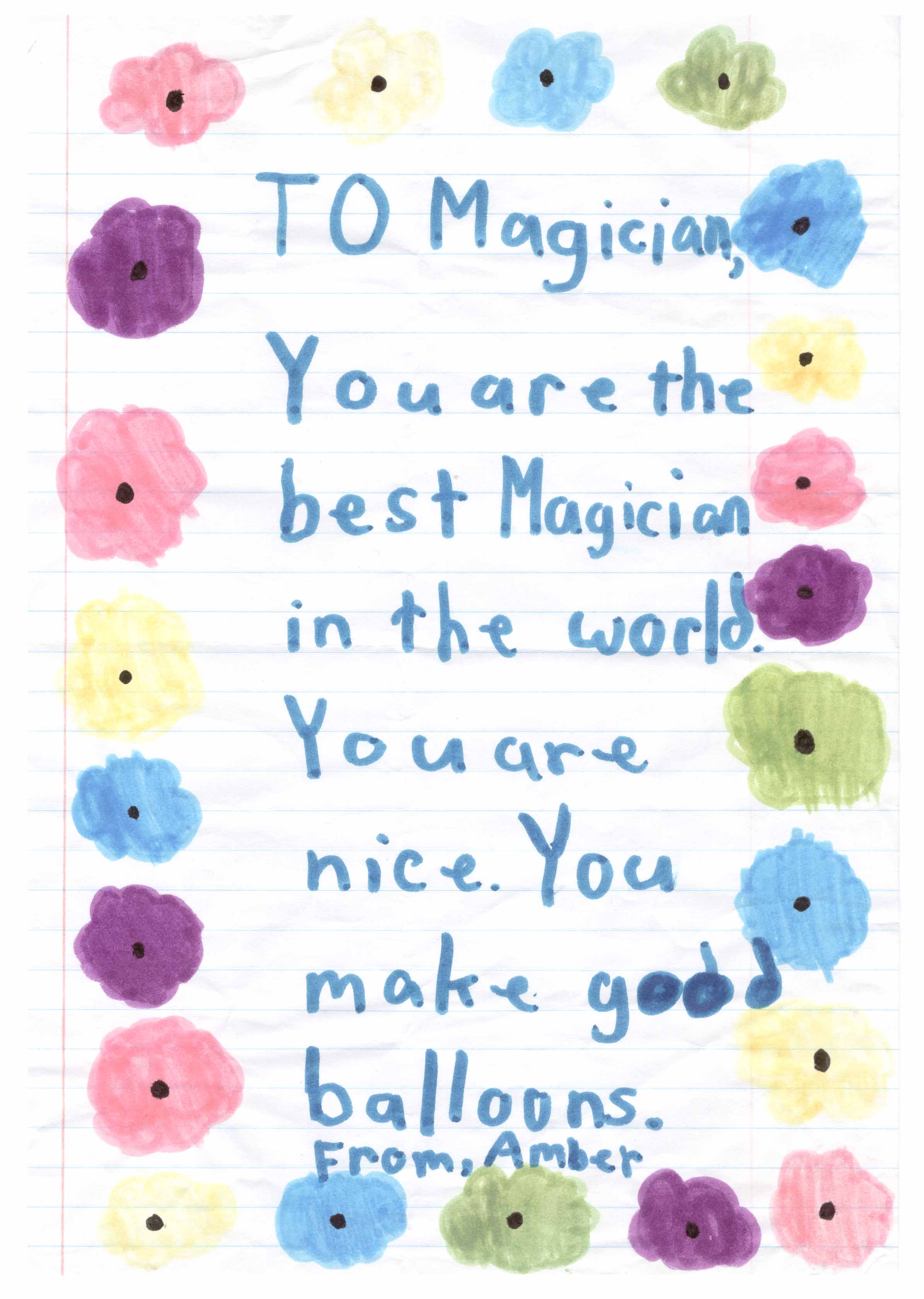 A letter of recommendation from young spectator.